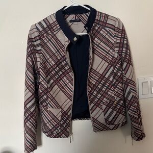 Tommy Hilfiger Women's Plaid Bomber Jacket - Red and Navy